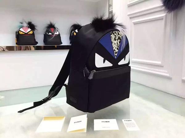 2015秋冬新作 FENDI フェンディ スーパーコピー バッグバグズバックパックブラック青 8BZ038_48Z_F044W